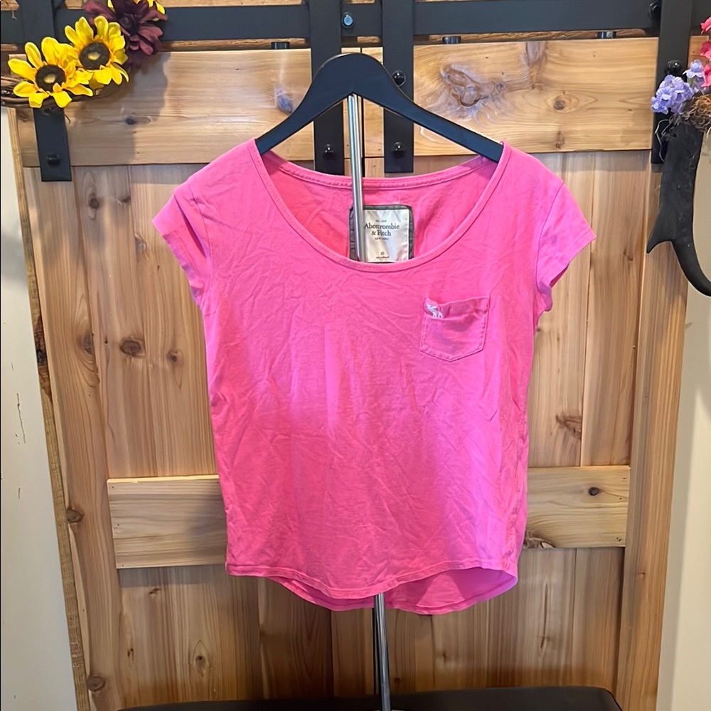 Abercrombie & Fitch Vibrant Pink Short Sleeve Top
